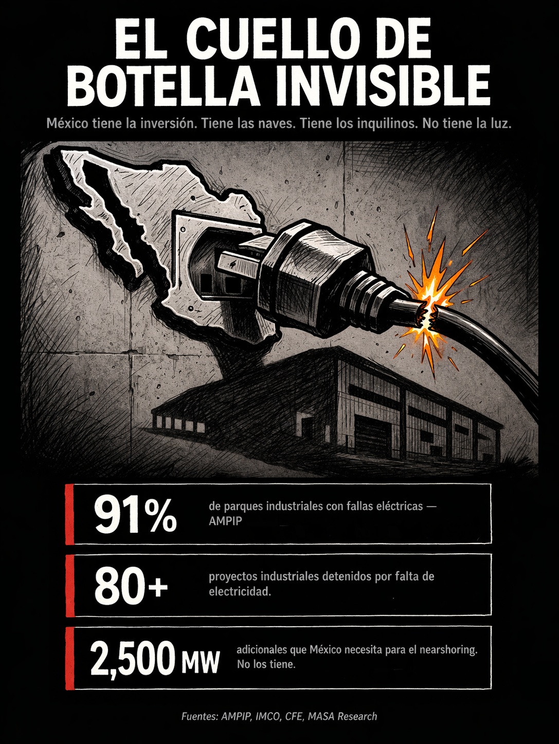 Infograf&iacute;a: El Cuello de Botella Invisible — crisis el&eacute;ctrica industrial en M&eacute;xico