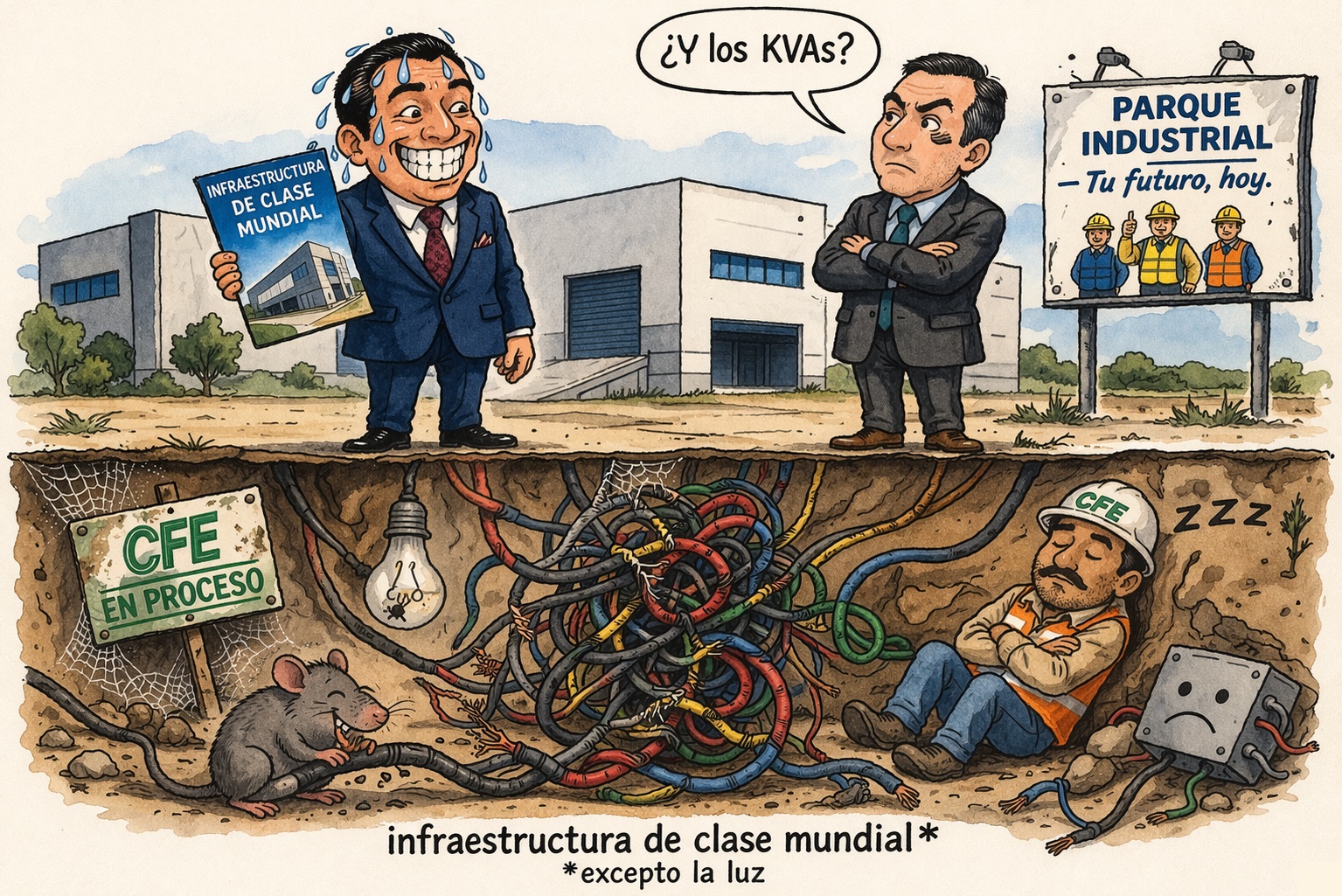 Meme: &iquest;Y los KVAs? — broker sudando, infraestructura de clase mundial excepto la luz